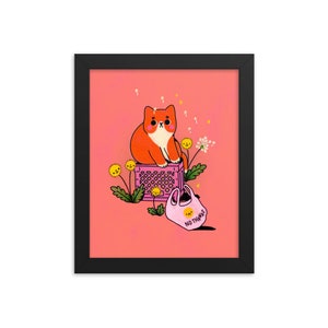 Chubby Bodega Cat - Art Print - Choose Your Size - 5x7 8x10 standard size - cute kawaii dandelion milk crate kitten orange thank you bag
