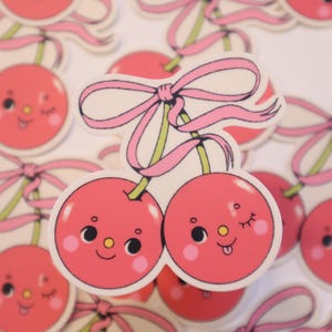 Ciliegie dolci - Adesivo in vinile - Carino Kawaii resistente alle intemperie impermeabile