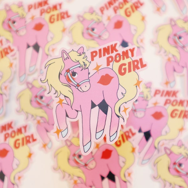 PRE-ORDER / Pink Pony Girl - Vinyl Sticker - Cute Kawaii Weatherproof Waterproof Pink Pony Club