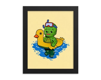 Creature Kewpie Rubber Duckie Floaty - Art Print - Choose Your Size - 5x7 8x10 standard size