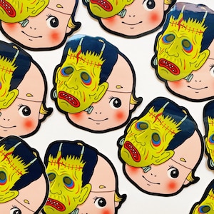 Frankenstein Kewpie Vinyl Sticker - Horror Classic Monster Black Lagoon Kawaii Cute Glossy Waterproof Weatherproof