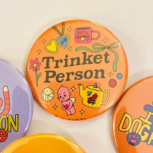 Trinket Person 2.25 inch pin back button / pocket mirror / magnet image 2