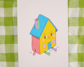Home Body #8 - Original Painting - Gouache Watercolor Colored Pencil