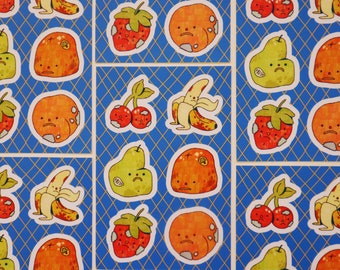 Rotten Fruit - Vinyl Sticker Sheet- Cute Kawaii Weatherproof Waterproof Sad Emo Face Produce Strawberry Peach Banana Pear Orange Cherries