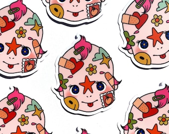 100% Kewpie Sticker Lover - Adesivo in vinile - Decora Collage Cute Kawaii resistente alle intemperie e impermeabile