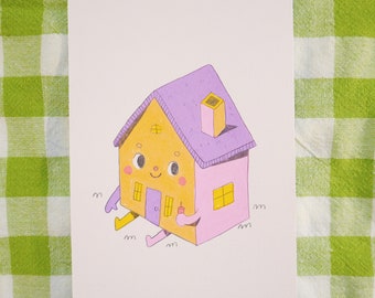 Home Body #4 - Original Painting - Gouache Watercolor Colored Pencil