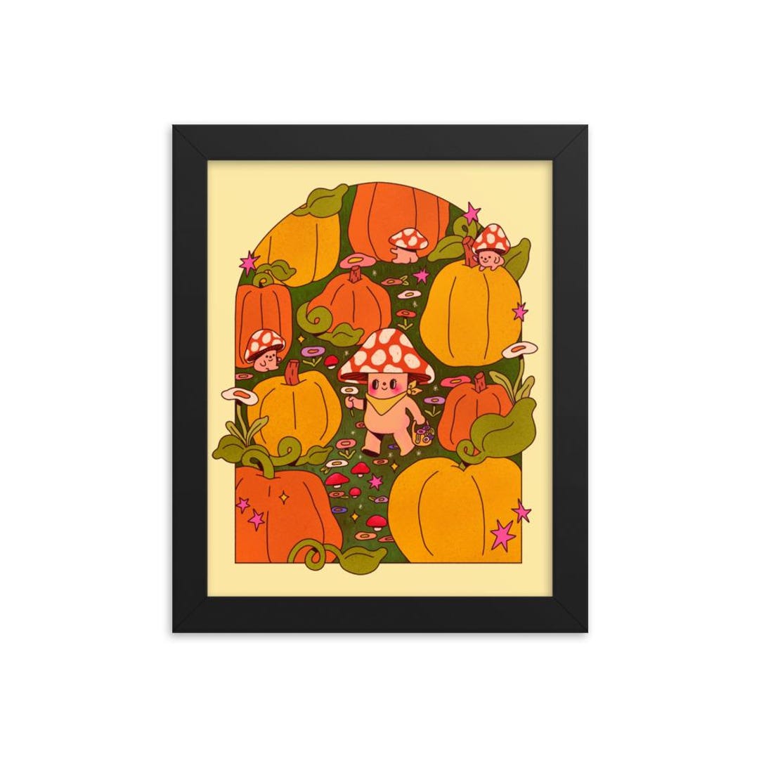 Mushroom Guy Pumpkin Patch - Art Print - Choose Your Size - 5x7 8x10 ...