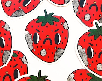 Vinylsticker Rotten Strawberry - Rude Boy Moldy Fruit Kawaii