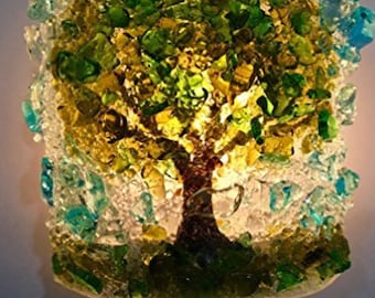 Recycled Glass Oak Tree of Life Night Light Nightlight
