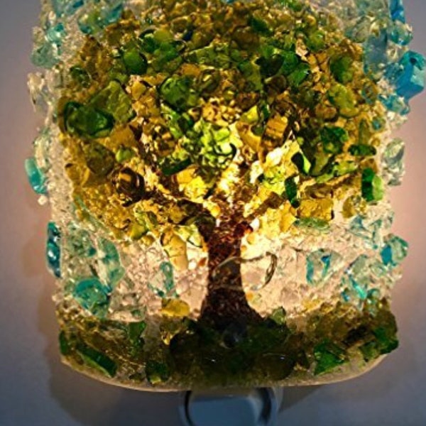 Recycled Glass Oak Tree of Life Night Light Nightlight