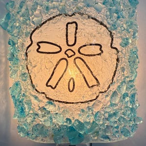 Recycled Glass Sand Dollar Sea Shell Beach Decor Night Light Nightlight