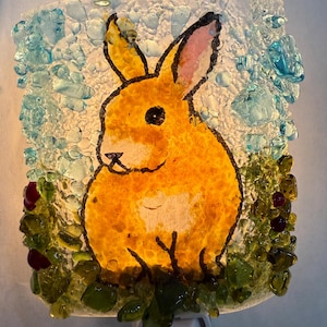 Recycled Glass Bunny Night Light by Reborn Glass