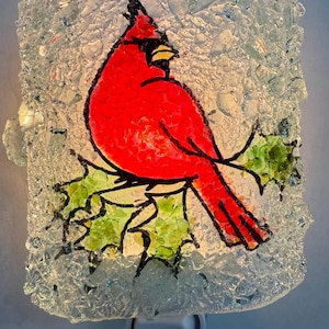 Cardinal Recycled Glass Night Light by Reborn Glass
