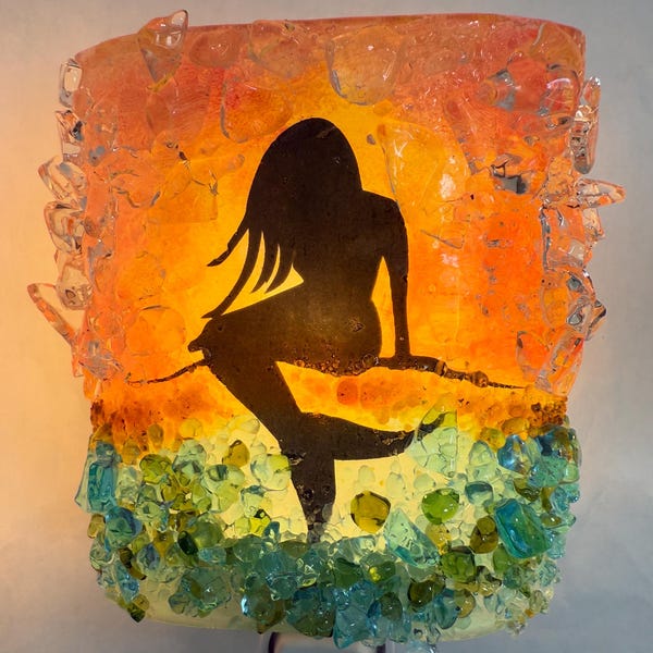Luce notturna a forma di sirena in vetro riciclato