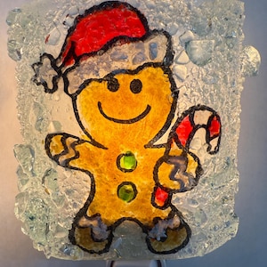 Gingerbread Man Recycled Glass Night Light by Reborn Glass