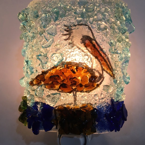 Recycled Glass "Pelican" Night Light by Reborn Glass