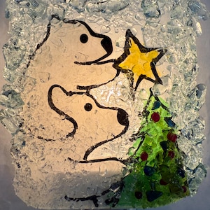 Holiday Polar Bears Recycled Glass Night Light by Reborn Glass