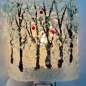 Winter Woods Nightlight | Handcrafted Recycled Glass Art by Reborn Glass