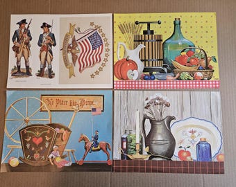 Vintage 1970's Lithographs, (4) Home Sweet Home Early Americana