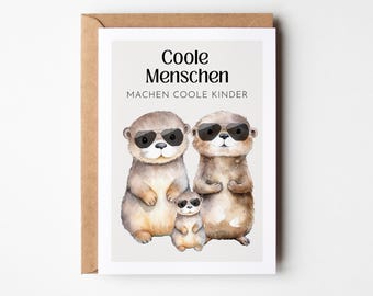 Hej.Otti® Cartolina regalo genitori Cool People Get Cool Children, regalo di nascita, biglietto di congratulazioni per bambini, congratulazioni genitori