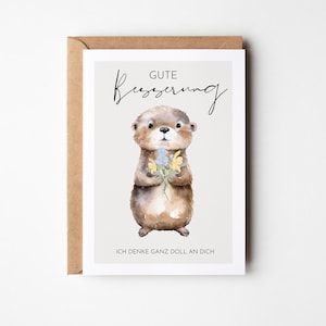 Hej.Otti® Gute Besserung Karte mit süßem Otter, Gute Besserung Geschenk, Mutmacher Geschenk, Aufmuntern, Genesung, Genesungskarte