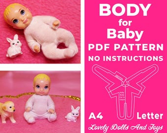 Patrón de costura para bebé sin instrucciones, papel tamaño A4 y carta, CUERPO DE BEBÉ