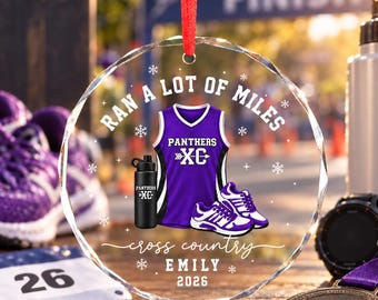 Ran a lot of Miles Ornament, Personalized Cross Country Ornament, Custom Running Keepsake, Track Senior Night Gift, Gift for Marathon Runner