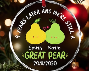 Happy 4th Anniversary Ornament, Fruit Anniversary Gift,Custom 4th Anniversary Gift,Fourth Wedding Anniversary Fruit Puns,Wedding Anniversary
