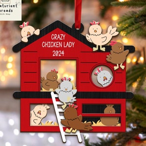 Chicken Christmas Ornament,Custom 3D ornament, Crazy Chicken Lady Ornament, Farmhouse Chicken Christmas, Chicken Coop Ornament for Xmas Gift