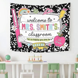 Personalized Teacher Classroom Tapestry, Teacher Gifts, Teachers Name Gift Classroom Banner, Teacher Appreciation Gifts, Back to School