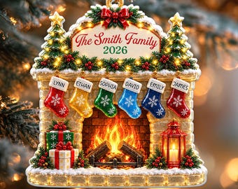 Personalised First Christmas as a Family Bauble, Family Name 3D Relief White Acrylic Ornament,Large Family Ornament,Family of 5 6 7 Ornament