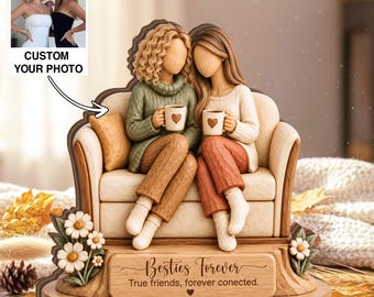 Personalized Best Friends Wooden Block, Custom Photo Soul Sister Birthday Gift, Besties Forever Keepsake, Friendship Decor, Bestie BFF Gifts