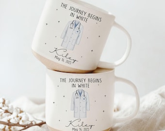 Personalized White Coat Ceremony Pottery Mug, Custom White Coat Party Gift, Med School Acceptance Gift Future Doctor, Graduation Gifts