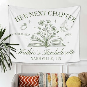 Book Lover Bachelorette Tapestry,Her Next Chapter Banner,Bachelorette Party Decor,Coastal Bachelorette Party Decor,Bachelorette Party Banner