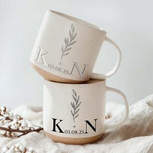 Personalised Engraved Engagement Pottery Mug,Custom Mug for Bride,Engagement Gifts,Wedding Gifts for New Bride and Groom,Bridal Shower Gifts