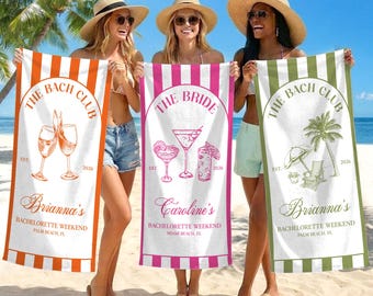 Personalized Bachelorette Beach Towel, Custom Bridesmaid Beach Towel, Wedding Gift for Bride, Bach Club Towel, Bride Pool Towel, Bride Gift