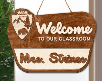 Personalized  National Park Teacher Sign 3D,3D Adventure Classroom Door Sign,Custom Wood Sign,Camping Theme Teacher Name Gift,Back To School