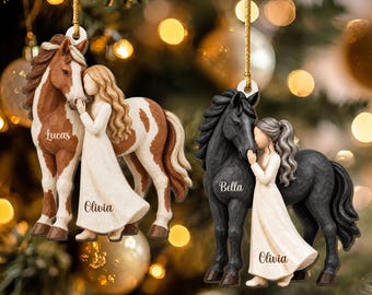Girl and Horse Wood Ornament, Custom Girl and Horse Keepsake, Daughter Christmas Gift, Horse Owner Gift, Horse Lover Gift, Equestrian Gift