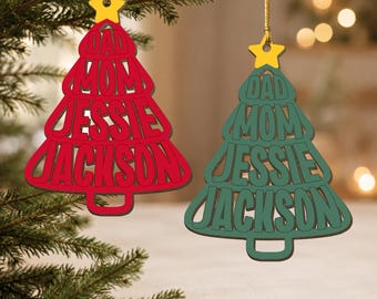Personalized Family Christmas Ornament with Names,Custom Family Tree Ornament,Grandchildren Ornament,Pet Name Ornament,Family Christmas Gift