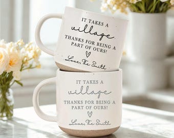 It Takes a Village Engraved Mug, Custom Thank You Gift for Teacher Appreciation Gift, Babysitter Thank You, Gift for Nanny Thank You Gift