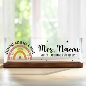 Personalized Speech Therapist Desk Name Plate, SLP Teacher Gifts, Speech Language Pathologist Gift, Speech Therapy Room Decor, SLP Gifts
