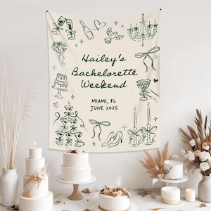 Personalized Bachelorette Party Decor, Bachelorette Beach Party Weekend Banner, Valentine Bach Tapestry, Custom Engagement Party Banner