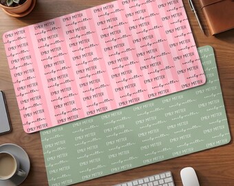 Custom Name Stripe Desk Mat,Personalized Large Mouse Pad for Teacher,Student, or Office,Aesthetic Desk Decor, Gift for Coworker or Dorm Room