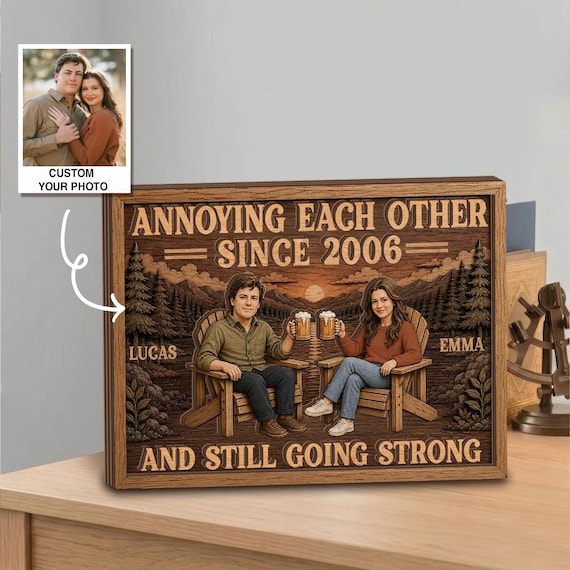 Personalized Couple Wood Sign, Annoying Each Other Since Custom Year Gift Custom Anniversary Gift For Husband And Wife,Funny Couple Gift