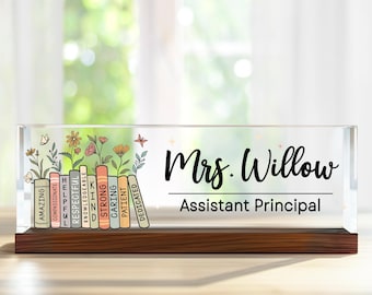 Assistant Principal Desk Name Plaque,Personalized Desk Name Plate for Teacher,Back To School Teacher Gift, Custom Name Teacher Acrylic Block