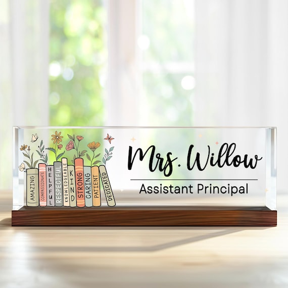 Assistant Principal Desk Name Plaque,Personalized Desk Name Plate for Teacher,Back To School Teacher Gift, Custom Name Teacher Acrylic Block