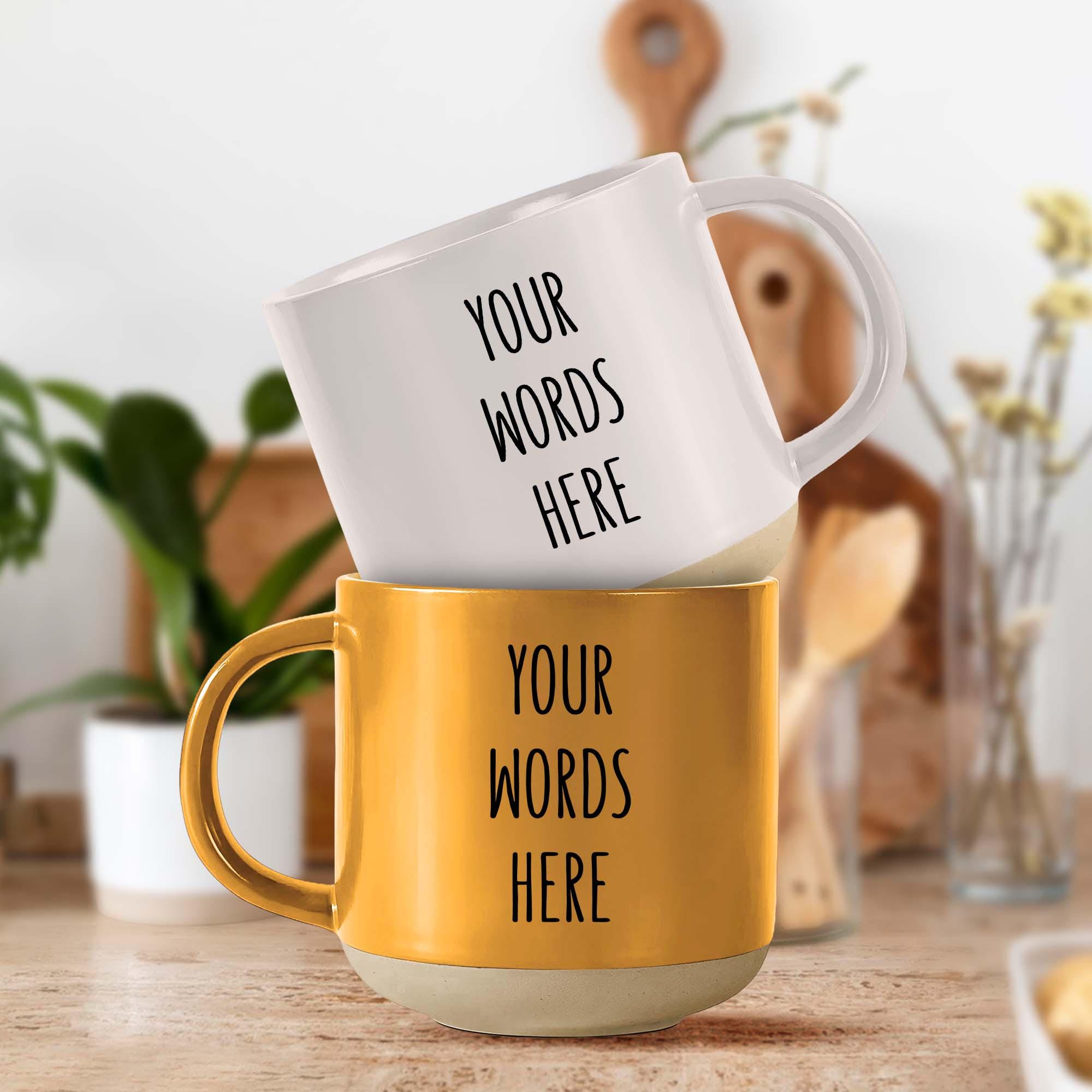 Custom Text Coffee Mug, Engraved Coffee Cup, Personalize Text Mug With ...