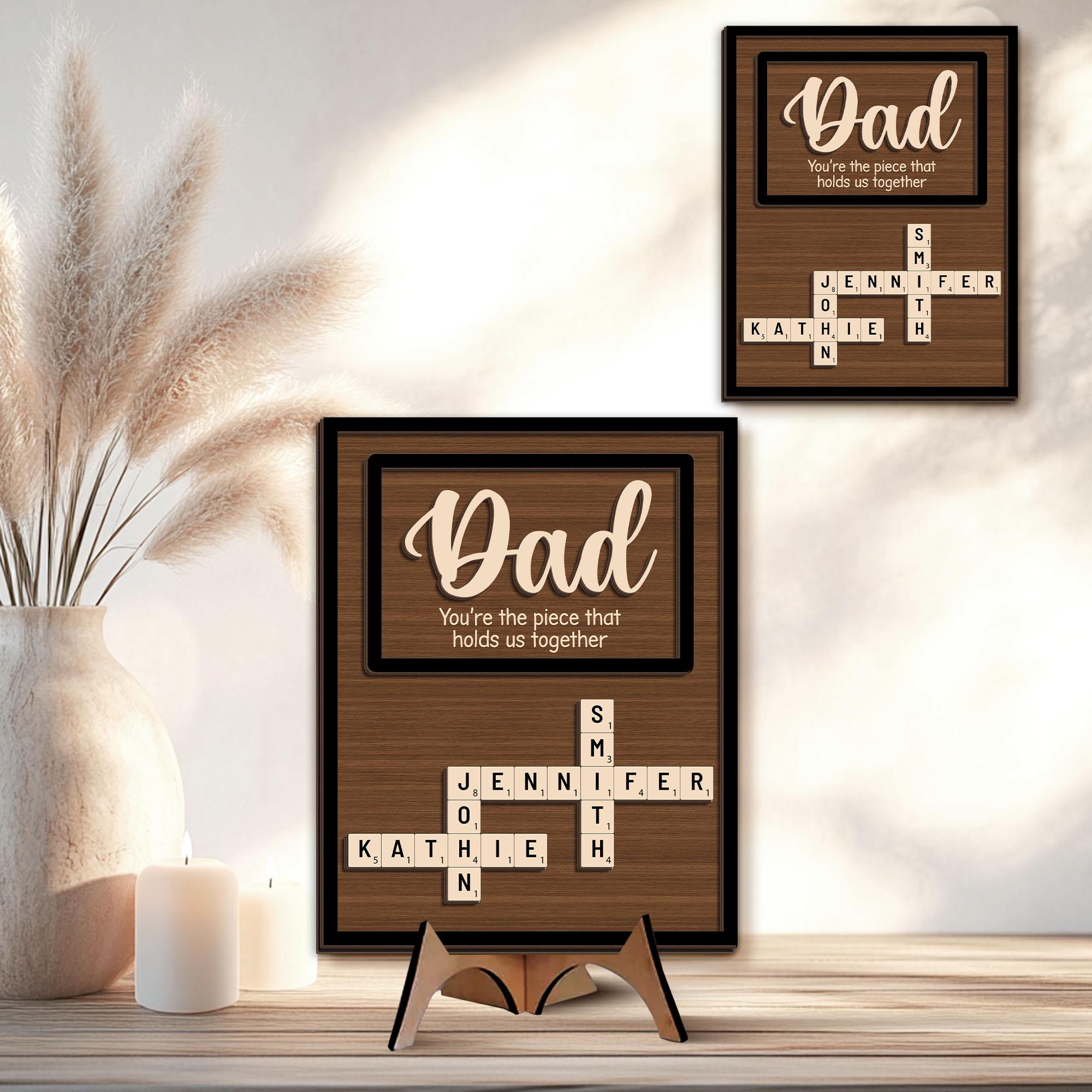 Daddy Scrabble Frame Personalized Scrabble Puzzle Wooden Sign, Dad Crossword Scrabble ...