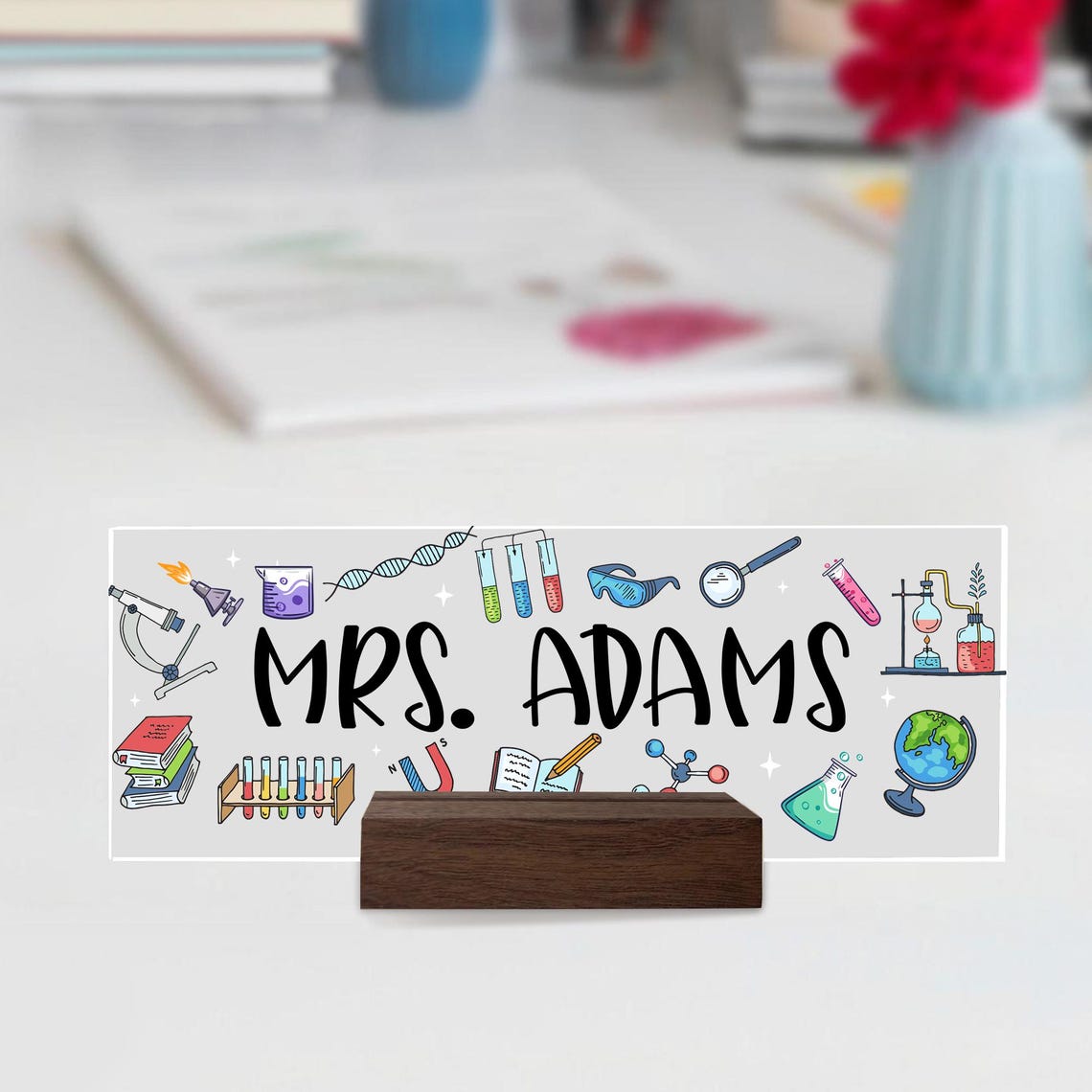 Science Teacher Desk Name Plate, Science Teacher Gift,science Lab ...