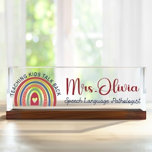 Speech Therapist Desk Name Plate, Speech Language Pathologist Gift, Speech Therapy Room Decor, SLP Gifts Name Sign, New Slp Gift, Grad Gift
